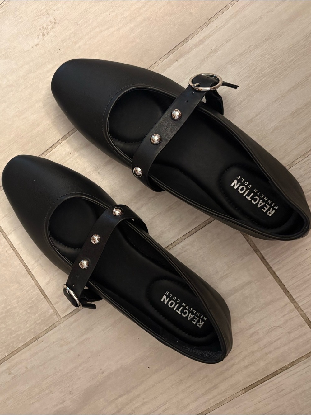 Reaction Kenneth Cole Black Studded Mary Janes
